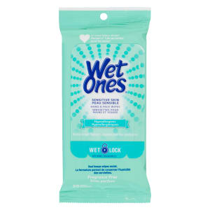 Wet Ones Hand & Face Wipes Sensitive Skin Fragrance Free 20 Wipes