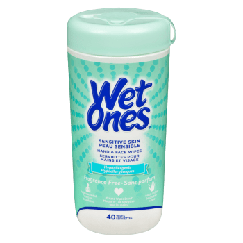 Wet Ones Hand & Face Wipes Sensitive Skin Fragrance Free 40 Wipes