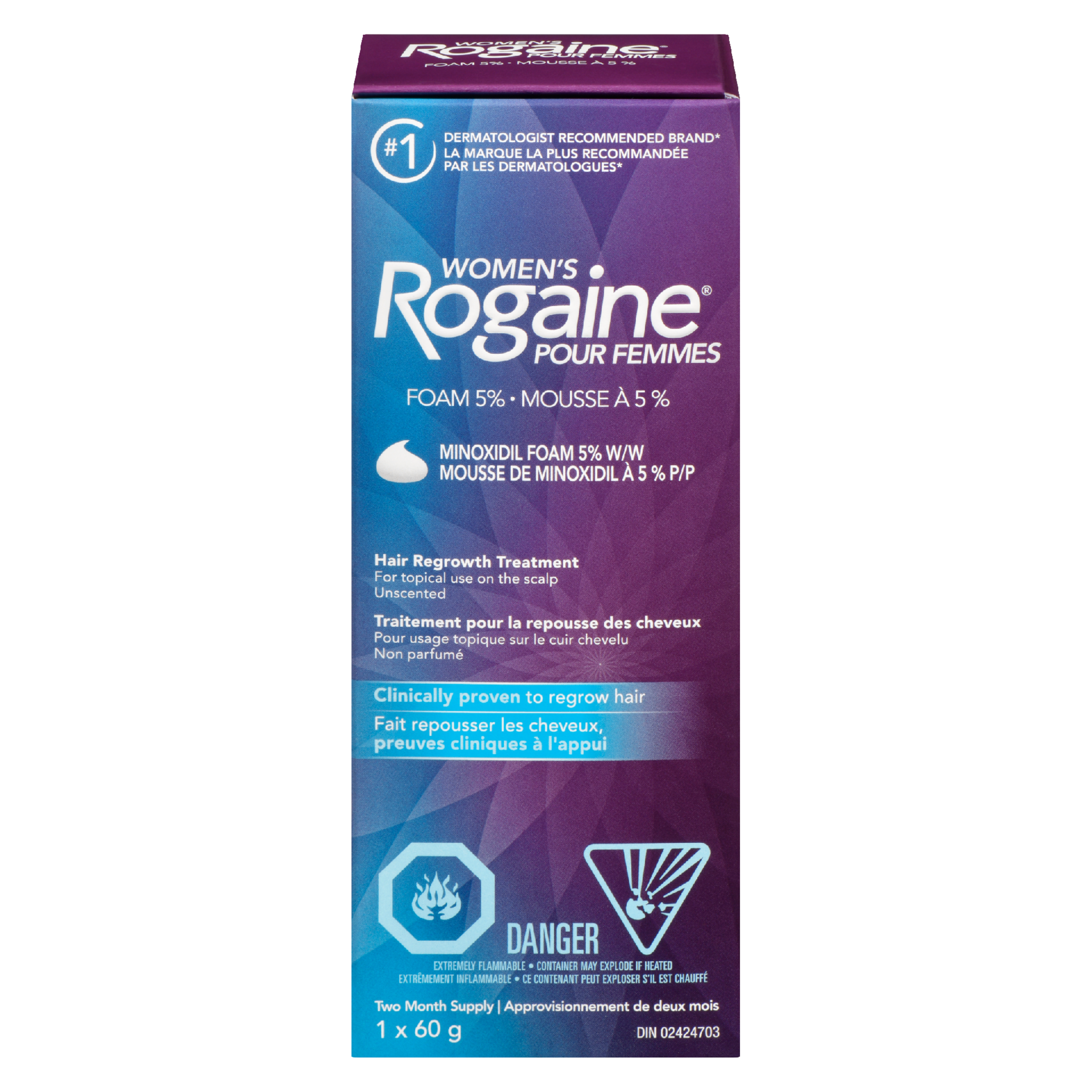 Women's Rogaine Hair Regrowth Treatment Minoxidil Foam 5% w/w 1 x 60 g