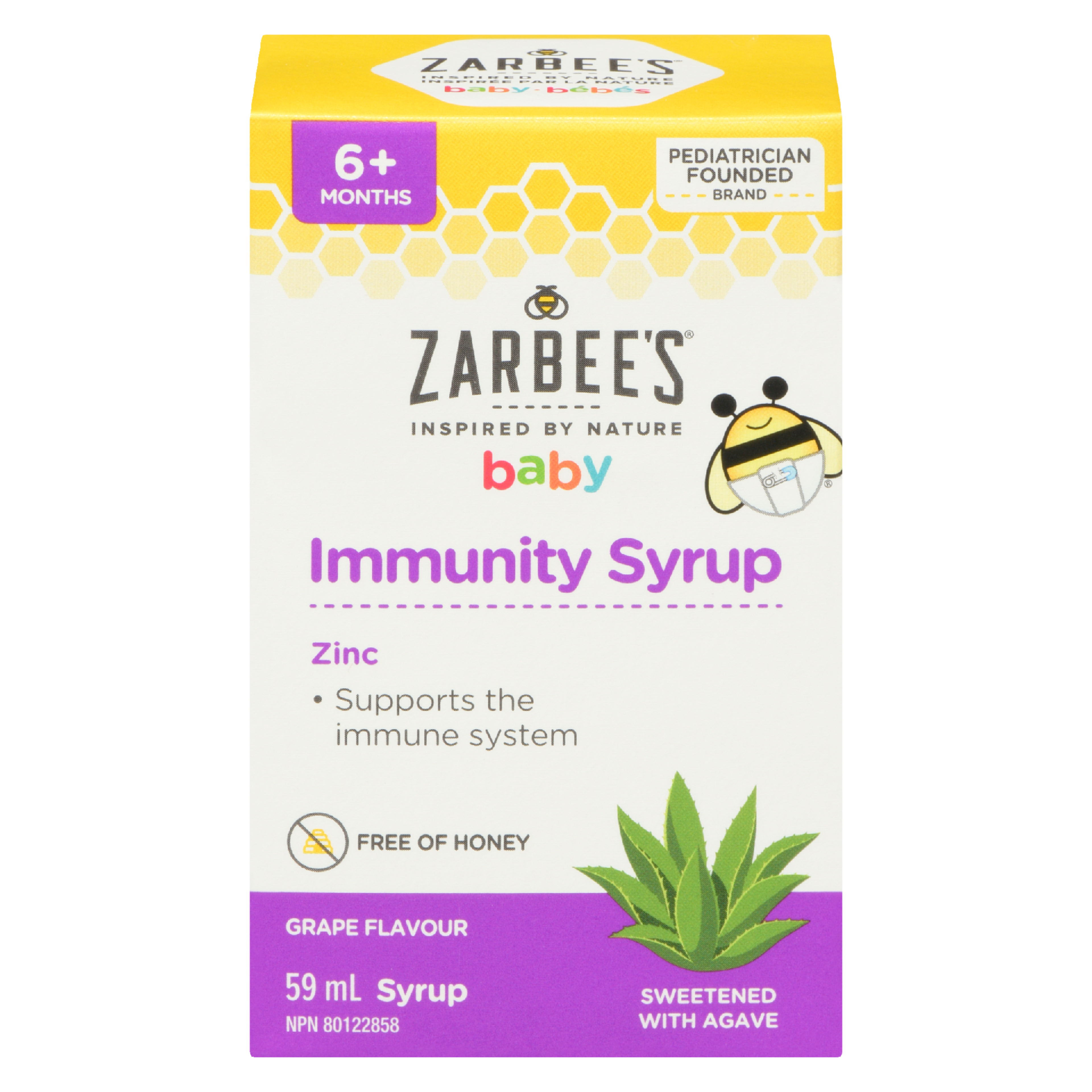 Zarbee's Baby Immunity Syrup Grape Flavour 6+ Months 59 ml