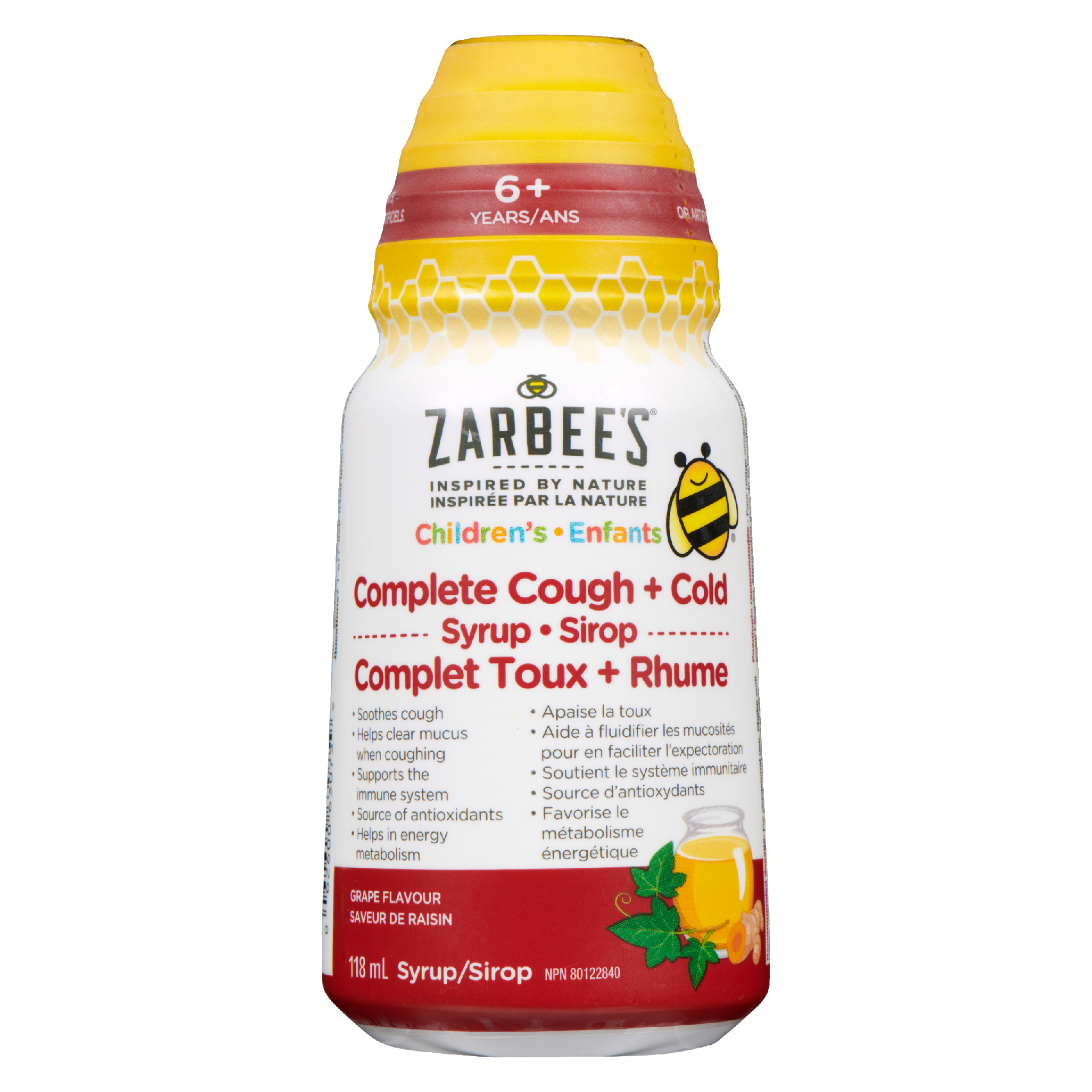 Zarbee's Children's Complete Cough + Cold Syrup 6 + Years Grape Flavour 118 ml