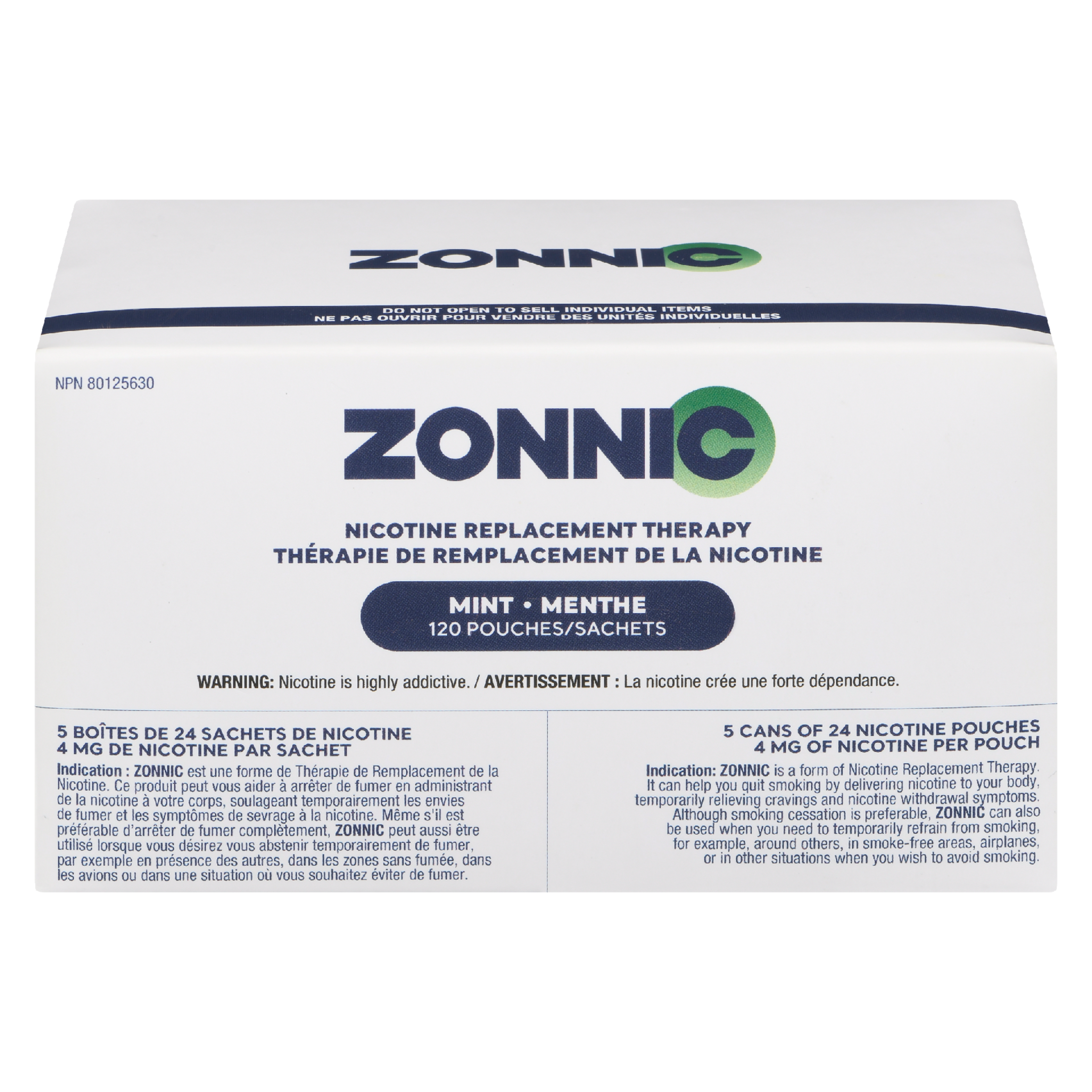 Zonnic Nicotine Replacement Therapy Mint Adults 18+ 120 Pouches
