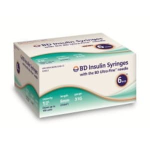 Bd Insulin Syringes W Ultrafine Needle 6mm 31g 1cc (100 Per Bx)